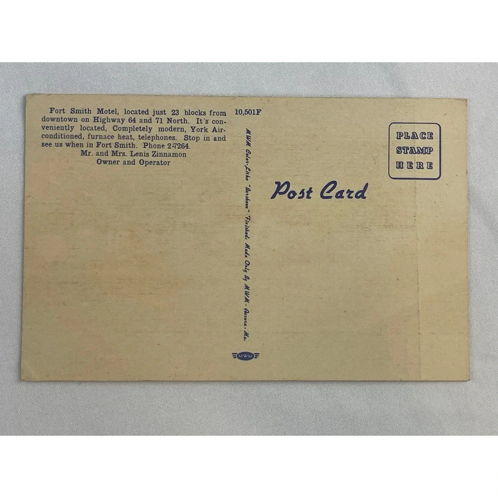 Vintage Fort Smith Motel Postcard AAA United Motor Courts‎ Arkansas 00841